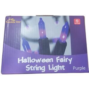 Twinkle Star Purple Fairy Mini 150 String Lights 33 ft, Black Wire, UL Certified